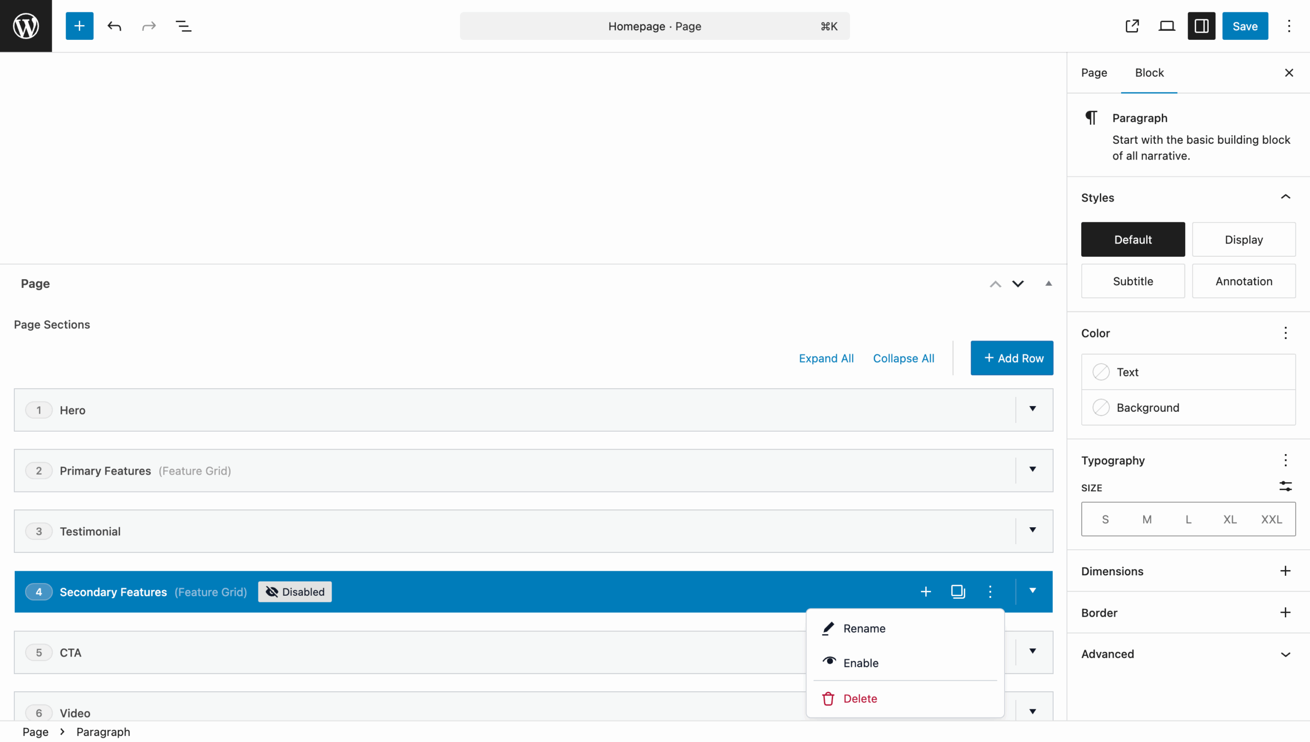 Disable Flexible Content layouts in the editor
