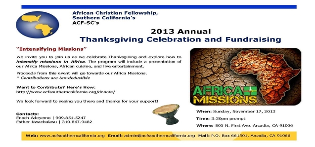 2013 Thanksgiving Celebration and Fundraising